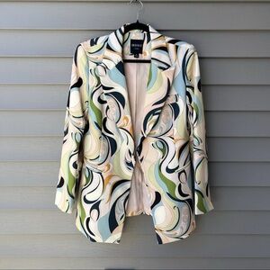 Insight New York Tailored Blazer Peak Lapel Swirl Print Women's Size 8